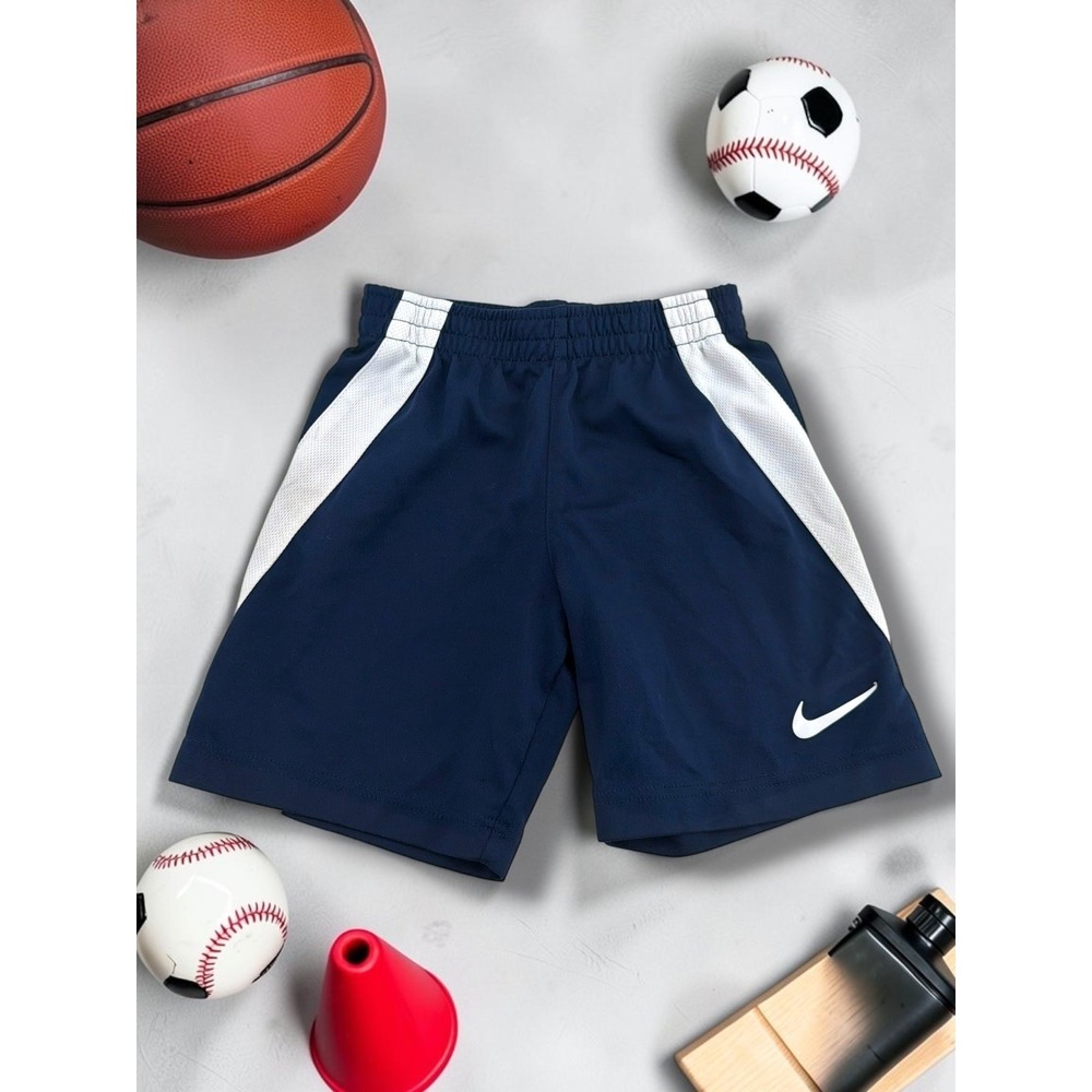 Nike Dry Fit Mesh Panel Athletic Performance Shorts Navy Blue Kids Size 6/M